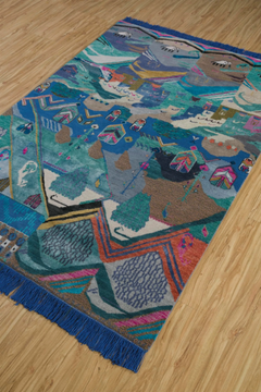 VAADIYAN LES-1131 Faded Denim/Capri - Patterned rectangular handmade wool rug by Jaipur Rugs - view 3